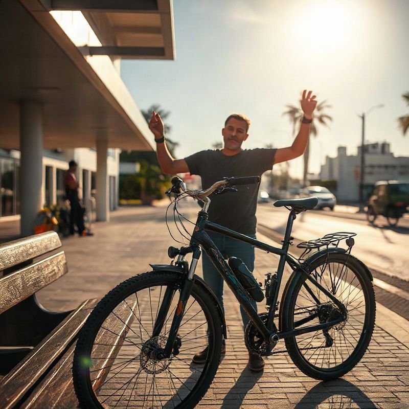 Mãos de mecânica verificando freio de bicicleta na bancada
